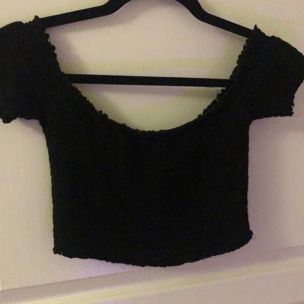 Black off the shoulder crop top